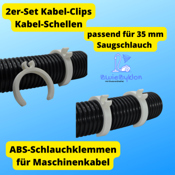 Kabel-Clips 2er-Set Kabelschellen für 35mm Staubsaugerschlauch